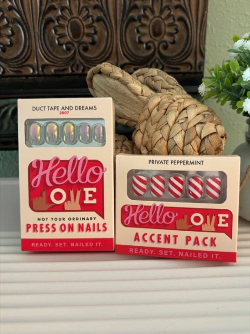 Hello Love Press On Nails- Duct Tape and Dreams and Private Peppermint